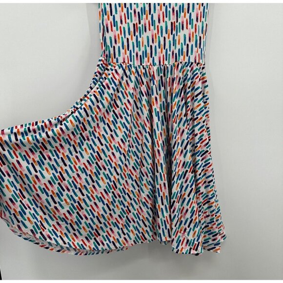 Dot Dot Smile Girl's Cap Sleeve Dress sz 11 Short Sleeve White/Colorful Dashes - Picture 3 of 5